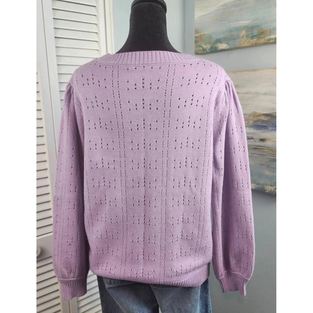 3/$20 Lavender Sweater XL Pullover Soft Knit Cozy Pastel Spring - Picture 6 of 8
